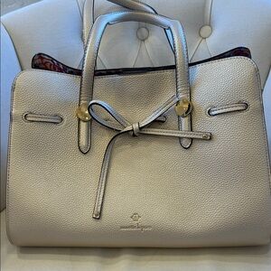 Nanette Lepore Pebbled Satchel with Front Bow and snap magnetic closure